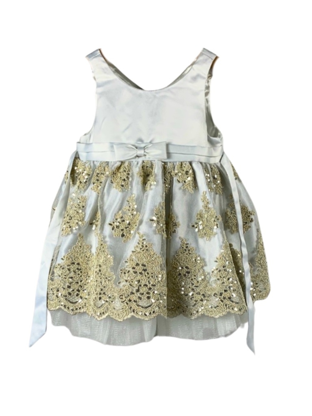 American Princess White Gold Embellished Formal Dress Girl's 2T Tulle Feminine